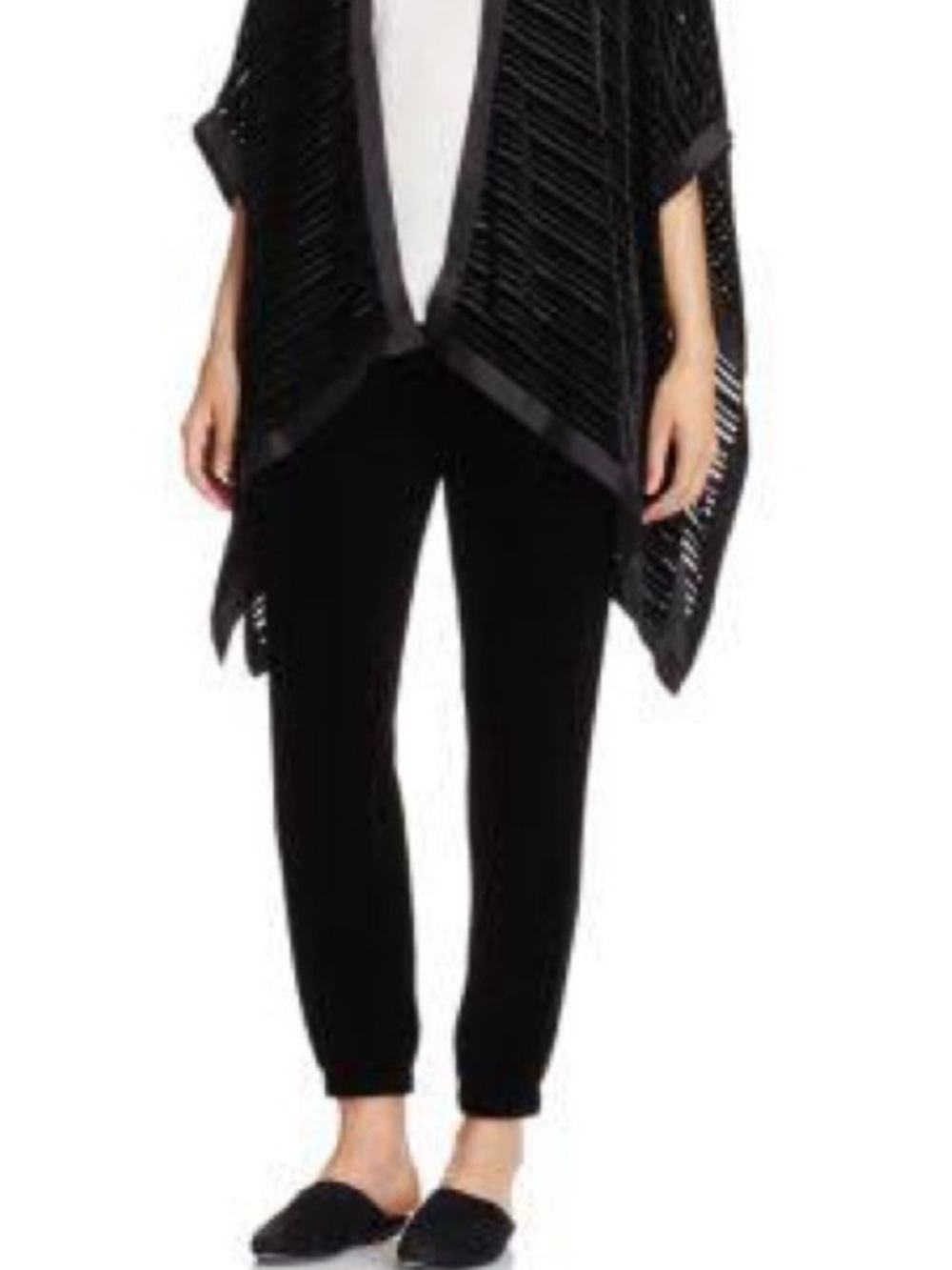 Eileen fisher black rayon silk blend pull on black velvet cuffed joggers 2x NWT